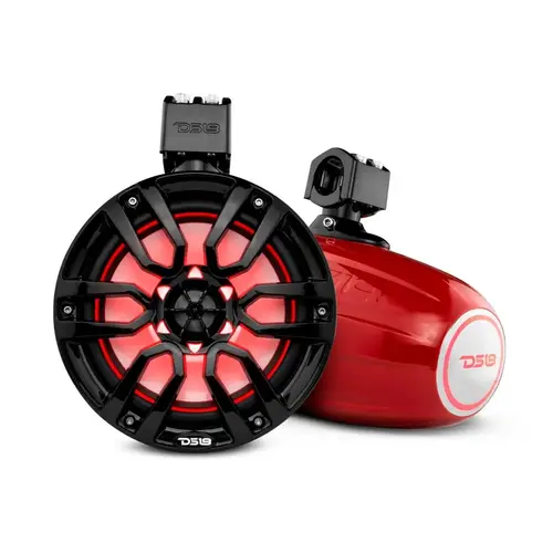 HYDRO 8" Marine Tower Speakers with Integrated RGB LED Lights, 375 Watts, Red HYDRO 8" Marine Tower Speakers with Integrated RGB LED Lights, 375 Watts, Red