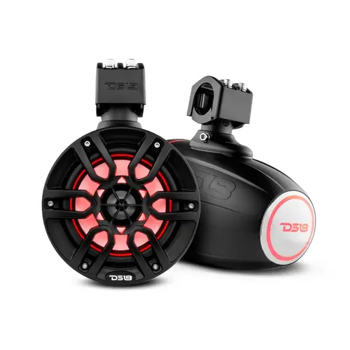 HYDRO 6.5" Marine Tower Speakers with Integrated RGB LED Lights, 300 Watts, Black HYDRO 6.5" Marine Tower Speakers with Integrated RGB LED Lights, 300 Watts, Black