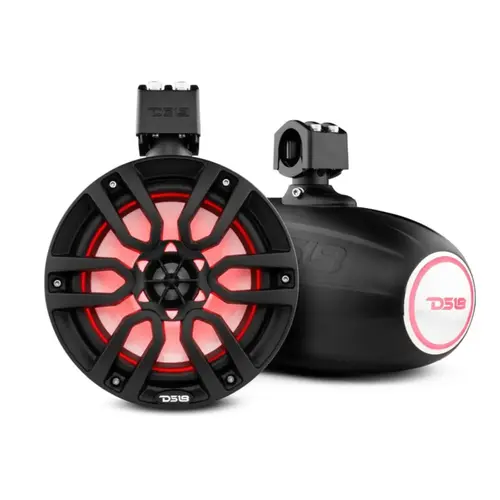 HYDRO 8" Marine Tower Speakers with Integrated RGB LED Lights, 375 Watts, Black HYDRO 8" Marine Tower Speakers with Integrated RGB LED Lights, 375 Watts, Black