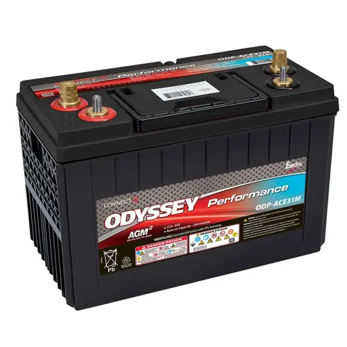 Odyssey Performance Group 31 Dual Purpose Marine AGM Battery with Bluetooth CONNECT Monitoring System, 925 Cold Cranking Amps, 200 Reserve Minutes Odyssey Performance Group 31 Dual Purpose Marine AGM Battery with Bluetooth CONNECT Monitoring System, 925 Cold Cranking Amps, 200 Reserve Minutes