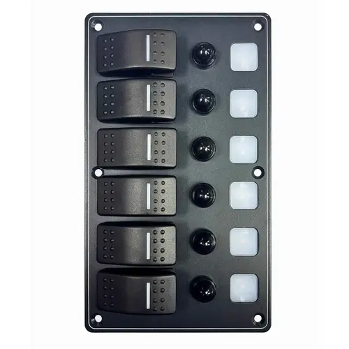 6 Position Water-Resistant Switch Panel with Backlight Modules, Dark Gray 6 Position Water-Resistant Switch Panel with Backlight Modules, Dark Gray