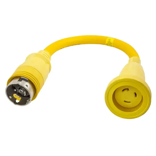 Hubbell Marine Adapter, Straight , 30A to 50A Straight Blade, Yellow Hubbell Marine Adapter, Straight , 30A to 50A Straight Blade, Yellow