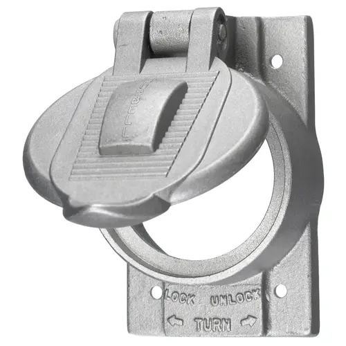Wallplates and Boxes, Weatherproof Covers, 1-Gang, 1) 50A Twist-Lock Opening, Standard Size, Cast Aluminum Wallplates and Boxes, Weatherproof Covers, 1-Gang, 1) 50A Twist-Lock Opening, Standard Size, Cast Aluminum