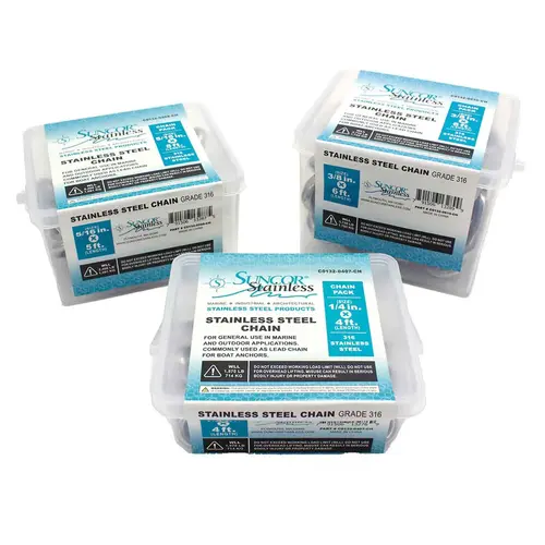 1/4" x 4 ft Pre-Pack Chain, 1570lb. MWL, 5800lb. Breaking Strength 1/4" x 4 ft Pre-Pack Chain, 1570lb. MWL, 5800lb. Breaking Strength