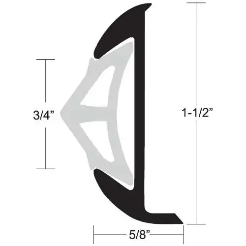Aluminum Rub Rail 1 1/2"H x 5/8"W x 12 ftL, #8 Screws Silver Aluminum Rub Rail 1 1/2"H x 5/8"W x 12 ftL, #8 Screws Silver