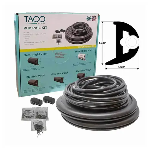 Rub Rail Style #4, 1-7/8"H x 1-3/8"W x 70 ftL, Black/Black RR/Insert Color Multi Rub Rail Style #4, 1-7/8"H x 1-3/8"W x 70 ftL, Black/Black RR/Insert Color Multi