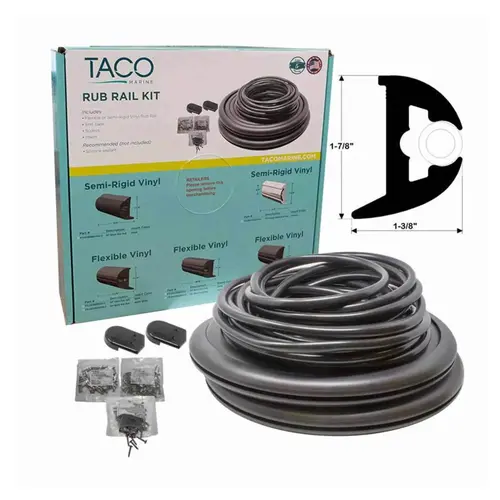 Rub Rail Style #4, 1-7/8"H x 1-3/8"W x 50 ftL, Black/Black RR/Insert Color Rub Rail Style #4, 1-7/8"H x 1-3/8"W x 50 ftL, Black/Black RR/Insert Color