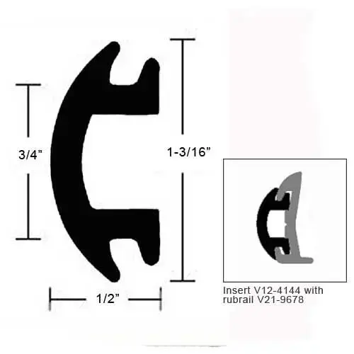 Flexible Vinyl Insert - 1-3/16" H x 1/2" W Black Flexible Vinyl Insert - 1-3/16" H x 1/2" W Black