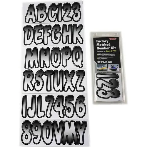 3" Letter/Number Kit, White/Black Faded 3" Letter/Number Kit, White/Black Faded