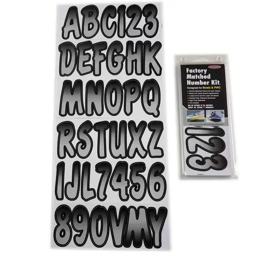 3" Letter/Number Kit, Silver/Black Faded 3" Letter/Number Kit, Silver/Black Faded