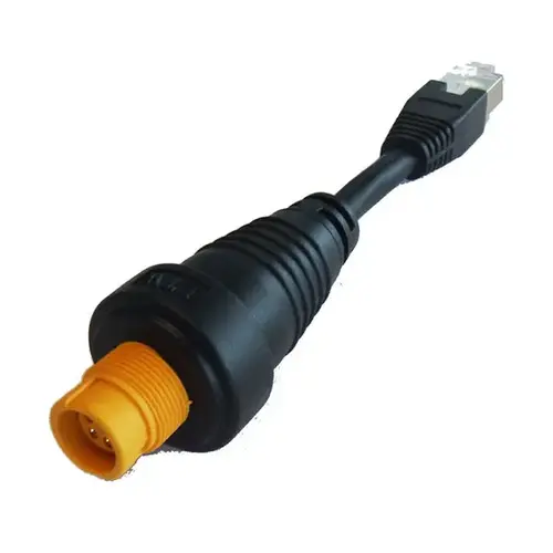 RJ45 Male to 5-Pin Female Round Ethernet Adapter Cable, Yellow RJ45 Male to 5-Pin Female Round Ethernet Adapter Cable, Yellow