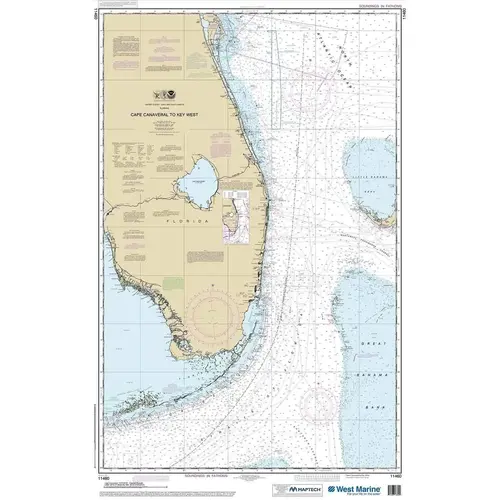 11460, Maptech NOAA Recreational Waterproof Chart-Cape Canaveral to Key West 11460, Maptech NOAA Recreational Waterproof Chart-Cape Canaveral to Key West