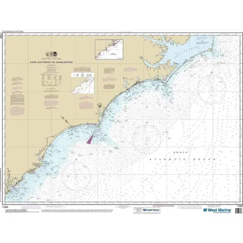 Maptech NOAA Recreational Waterproof Chart-Cape Hatteras to Charleston, 11520 Maptech NOAA Recreational Waterproof Chart-Cape Hatteras to Charleston, 11520