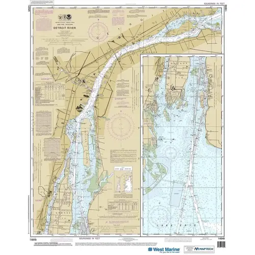 Maptech NOAA Recreational Waterproof Chart-Detroit River, 14848 Maptech NOAA Recreational Waterproof Chart-Detroit River, 14848