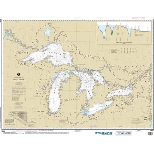 Maptech NOAA Recreational Waterproof Chart-Great Lakes, Lake Champlain to Lake of the Woods, 14500 Maptech NOAA Recreational Waterproof Chart-Great Lakes, Lake Champlain to Lake of the Woods, 14500