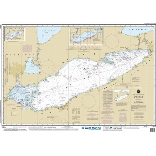 Maptech NOAA Recreational Waterproof Chart-Lake Erie, 14820 Maptech NOAA Recreational Waterproof Chart-Lake Erie, 14820