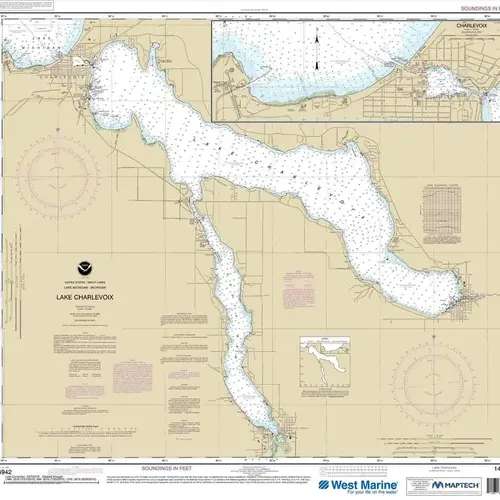 Maptech NOAA Recreational Waterproof Chart-Lake Charlevoix; Charlevoix, South Point to Round Lake, 14942 Maptech NOAA Recreational Waterproof Chart-Lake Charlevoix; Charlevoix, South Point to Round Lake, 14942