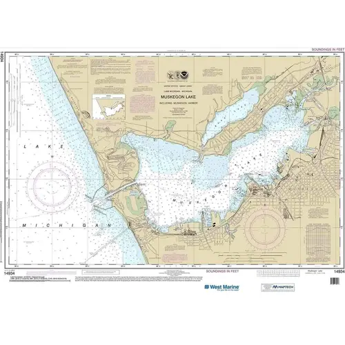 Maptech NOAA Recreational Waterproof Chart-Muskegon Lake and Muskegon Harbor, 14934 Maptech NOAA Recreational Waterproof Chart-Muskegon Lake and Muskegon Harbor, 14934