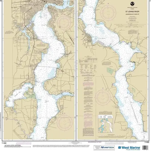 Maptech NOAA Recreational Waterproof Chart-St. John's River Jacksonville to Racy Point, 11492 Maptech NOAA Recreational Waterproof Chart-St. John's River Jacksonville to Racy Point, 11492
