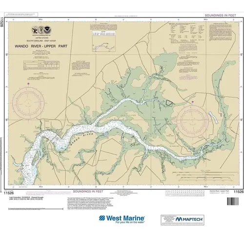 Maptech NOAA Recreational Waterproof Chart-Wando River Upper Part, 11526 Maptech NOAA Recreational Waterproof Chart-Wando River Upper Part, 11526