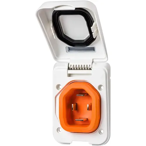 Inlet, 50A 125/250V, Plastic, White Inlet, 50A 125/250V, Plastic, White