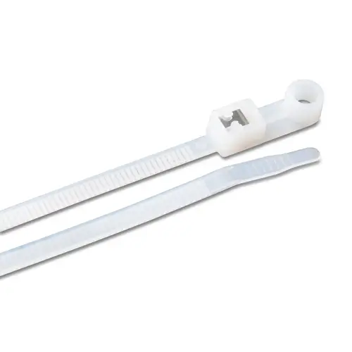 8" White Mounting Self-Cutting Cable Ties, 20-Pack 8" White Mounting Self-Cutting Cable Ties, 20-Pack