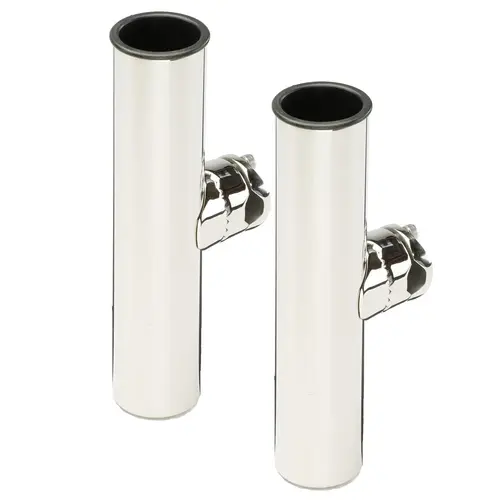 Stainless Steel Clamp-on Double Rod Holders Silver Stainless Steel Clamp-on Double Rod Holders Silver