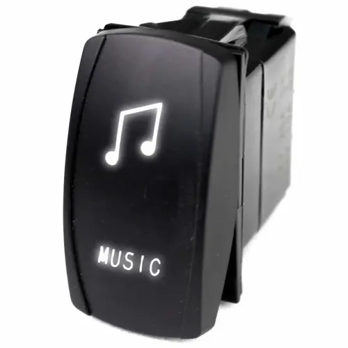 Logo Rocker Switch, Music, White Logo Rocker Switch, Music, White