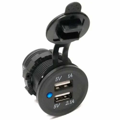 Dual Port USB Socket with One Blue LED Dual Port USB Socket with One Blue LED