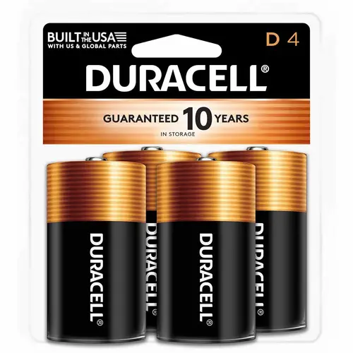 Coppertop Alkaline D Battery, 1.5V, Pack of 4 Coppertop Alkaline D Battery, 1.5V, Pack of 4