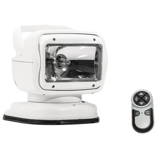 Radioray GT Series Halogen Searchlight, Permanent Mount Shoe with Wireless Handheld Remote Radioray GT Series Halogen Searchlight, Permanent Mount Shoe with Wireless Handheld Remote
