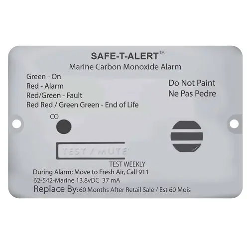 Safe-T-Alert Carbon Monoxide Alarm, 12V DC, Flush Mount, Hard Wire Safe-T-Alert Carbon Monoxide Alarm, 12V DC, Flush Mount, Hard Wire