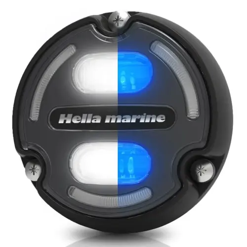 Apelo A2 Aluminum White/Blue Underwater Light, Black Housing, Charcoal Lens Apelo A2 Aluminum White/Blue Underwater Light, Black Housing, Charcoal Lens