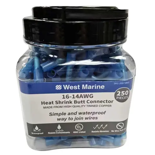 Heat Shrink Butt Connectors, 250-Pack Blue Heat Shrink Butt Connectors, 250-Pack Blue