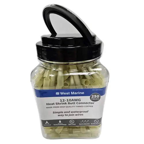 Heat Shrink Butt Connectors, 250-Pack Yellow Heat Shrink Butt Connectors, 250-Pack Yellow
