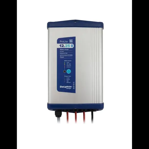 Dolphin Prolite Onboard Water Resistant Marine Battery Charger, 25 Amp, 12V, 3-Bank Dolphin Prolite Onboard Water Resistant Marine Battery Charger, 25 Amp, 12V, 3-Bank
