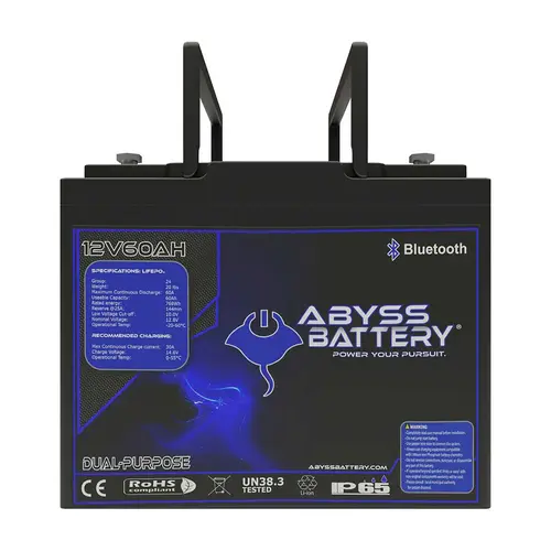 12V 60Ah Dual Purpose Group 24 Lithium Marine Battery, Bluetooth Enabled 12V 60Ah Dual Purpose Group 24 Lithium Marine Battery, Bluetooth Enabled