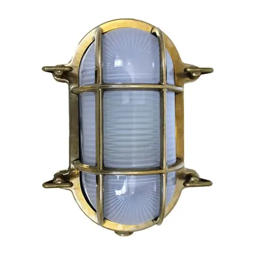 Foresti Oval Brass Bulkhead Light Foresti Oval Brass Bulkhead Light