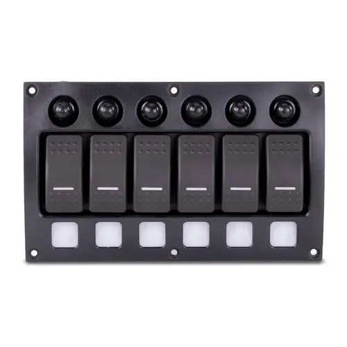 Switch Panel, Weather Resistant 6P Contura Rocker w/ Circuit Breaker Switch Panel, Weather Resistant 6P Contura Rocker w/ Circuit Breaker