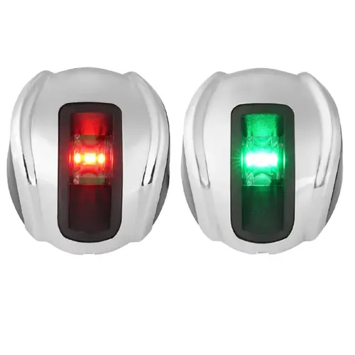 01-Series Pair of Horizontal Mount Navigation Lights, Red Port and Green Starboard Pair, 2 Nautical Miles Visibility 01-Series Pair of Horizontal Mount Navigation Lights, Red Port and Green Starboard Pair, 2 Nautical Miles Visibility