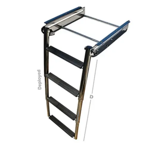 GG Schmitt & Sons 4-Step Under-Mount Telescope Stainless Steel Ladder GG Schmitt & Sons 4-Step Under-Mount Telescope Stainless Steel Ladder