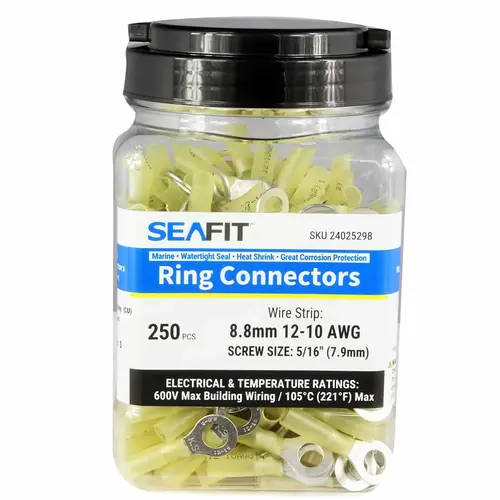 Heat Shrinkable Ring Terminals, 250 Pieces Heat Shrinkable Ring Terminals, 250 Pieces