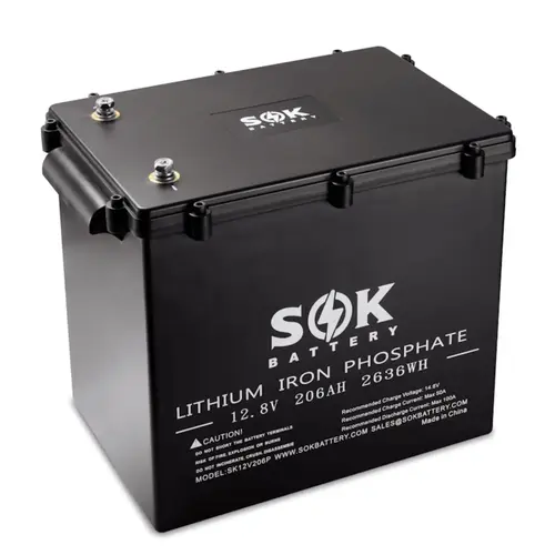 SOK 12V 206AH LiFePo4 Heated Battery Plastic Case with Bluetooth SOK 12V 206AH LiFePo4 Heated Battery Plastic Case with Bluetooth