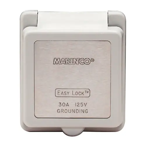 Inlet Cap & Bezel, 30A 125V, Square, White Inlet Cap & Bezel, 30A 125V, Square, White