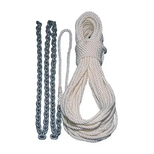 Pre-Spliced Anchor Rode, 5 ft of 1/4" Chain, 100 ft of 1/2" Three-Strand Line Pre-Spliced Anchor Rode, 5 ft of 1/4" Chain, 100 ft of 1/2" Three-Strand Line