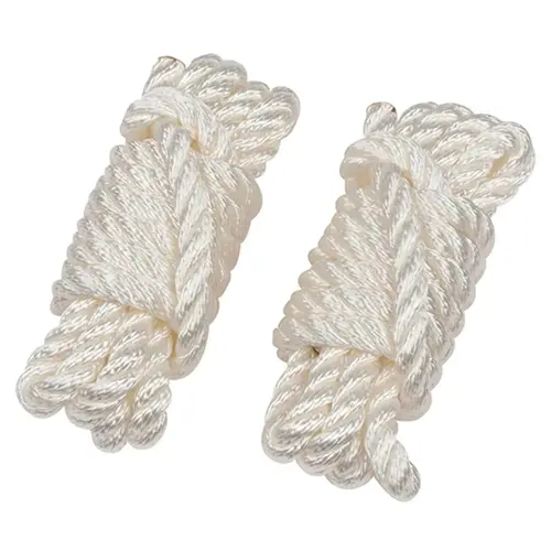 3/8" X 9 ft Three Strand Nylon Fender Whips, White, Pair 3/8" X 9 ft Three Strand Nylon Fender Whips, White, Pair