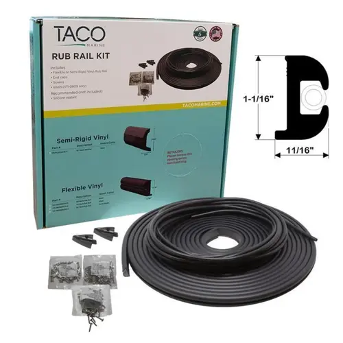 Flexible Rub Rail Kit, Black with White Insert, 50 ft Flexible Rub Rail Kit, Black with White Insert, 50 ft