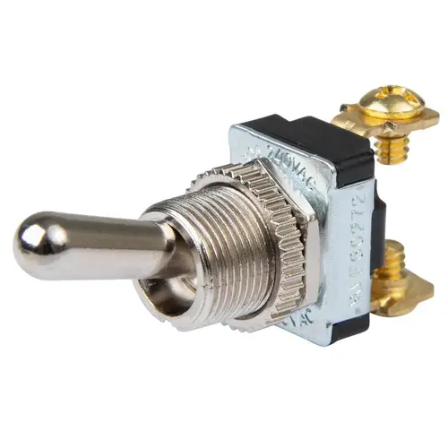 Chrome Plated Toggle Switch, 11/16" Handle, Off/On, SPST Chrome Plated Toggle Switch, 11/16" Handle, Off/On, SPST