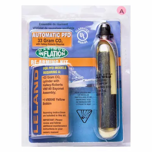 33 Gram Inflatable PFD Rearming Kit with Bayonet, Automatic 33 Gram Inflatable PFD Rearming Kit with Bayonet, Automatic