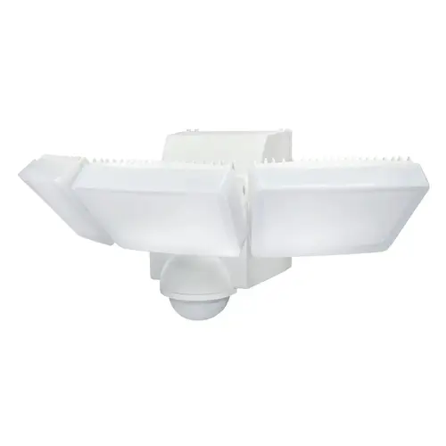 White 1200 Lm. LED Motion Sensing Battery Operated 3-Head Security Light Fixture White 1200 Lm. LED Motion Sensing Battery Operated 3-Head Security Light Fixture
